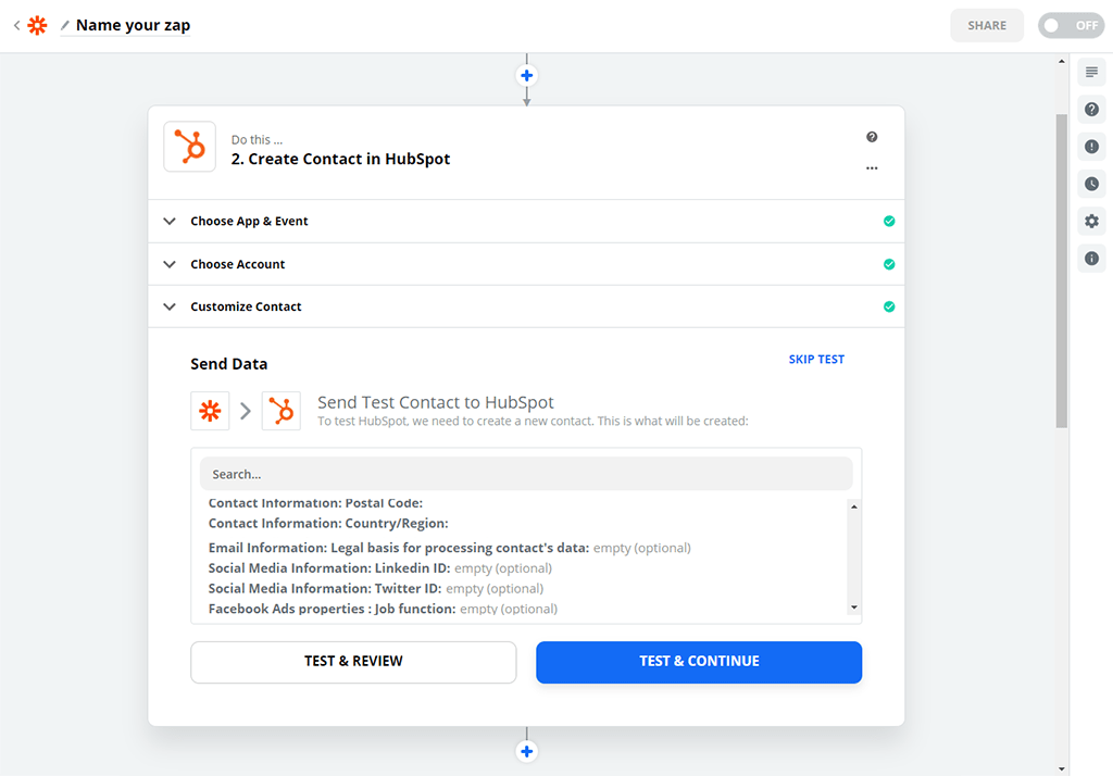 Zapier app step 9